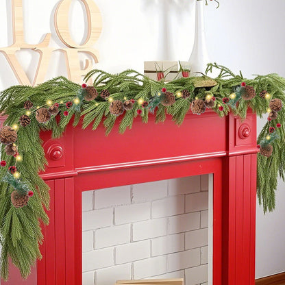 71 Inch Artificial Norfolk Pine Garlands Real Touch Christmas Pine Garland DIY Wreath Supplies Faux Cedar Realistic Greenery For Xmas New Year Party Table Wall Fireplace Mantl Decoration